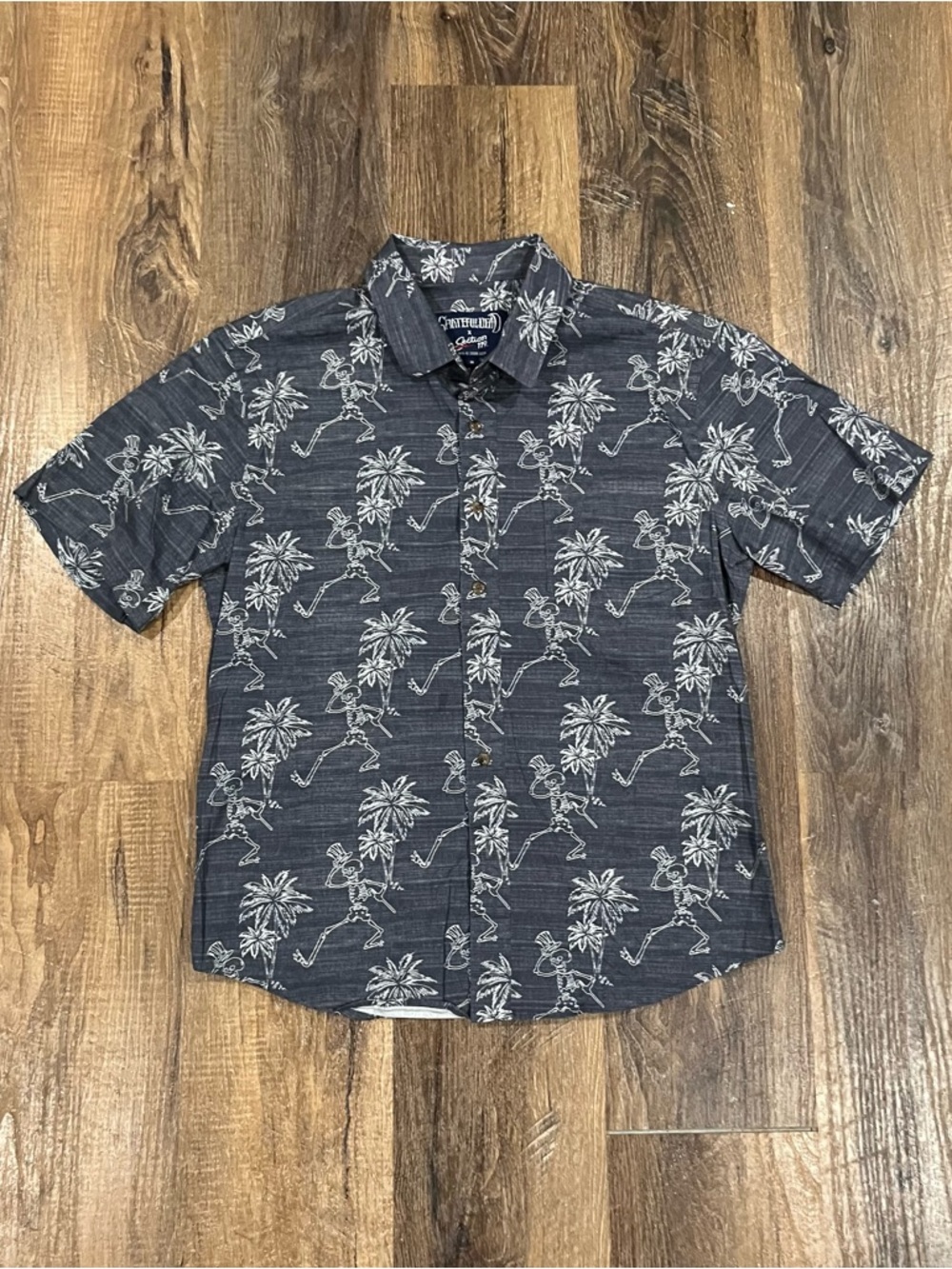 Section 119 Grateful Dead Button Shirt M Dancing Skeletons Multicolor Blue Rare